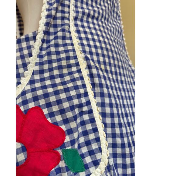 Vintage Nana Lou Gingham Apron Floral Cottagecore Country Prairie Full Apron - Picture 4 of 8
